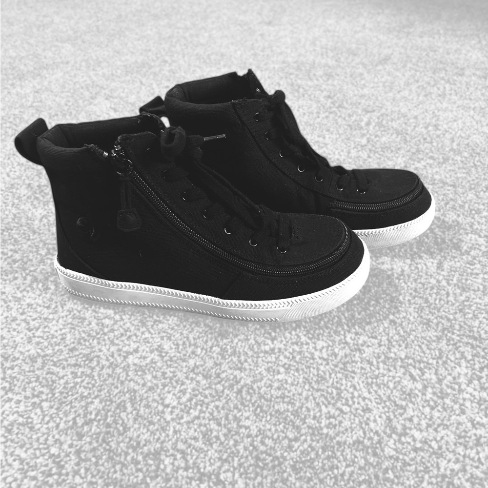 Kids Black High-Top Sneakers with Side Zipper
